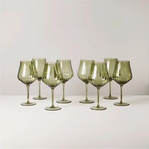 Hearth & Hand Set of 8 20oz Wine Glasses Green